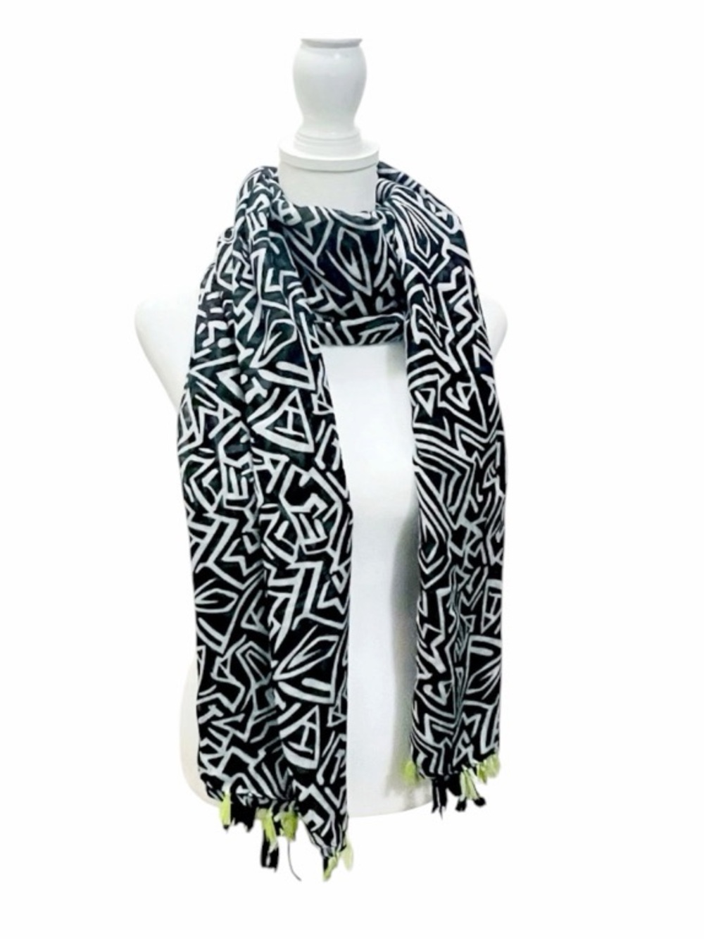 - Anna Coroneo Abstract Scarf Wrap with tassels